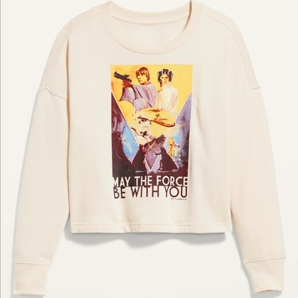 Old Navy Sz L Oversize Cropped Licensed Pop Culture Grafic Star Wars Sweater - Picture 1 of 11